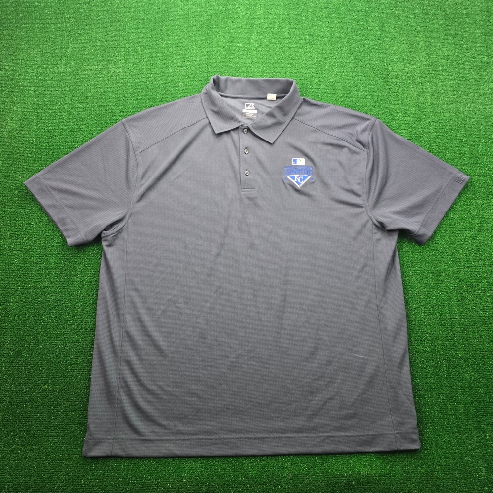 Kansas City Royals Polo Shirt Mens 2XB Gray MLB 2015 World Series Champions